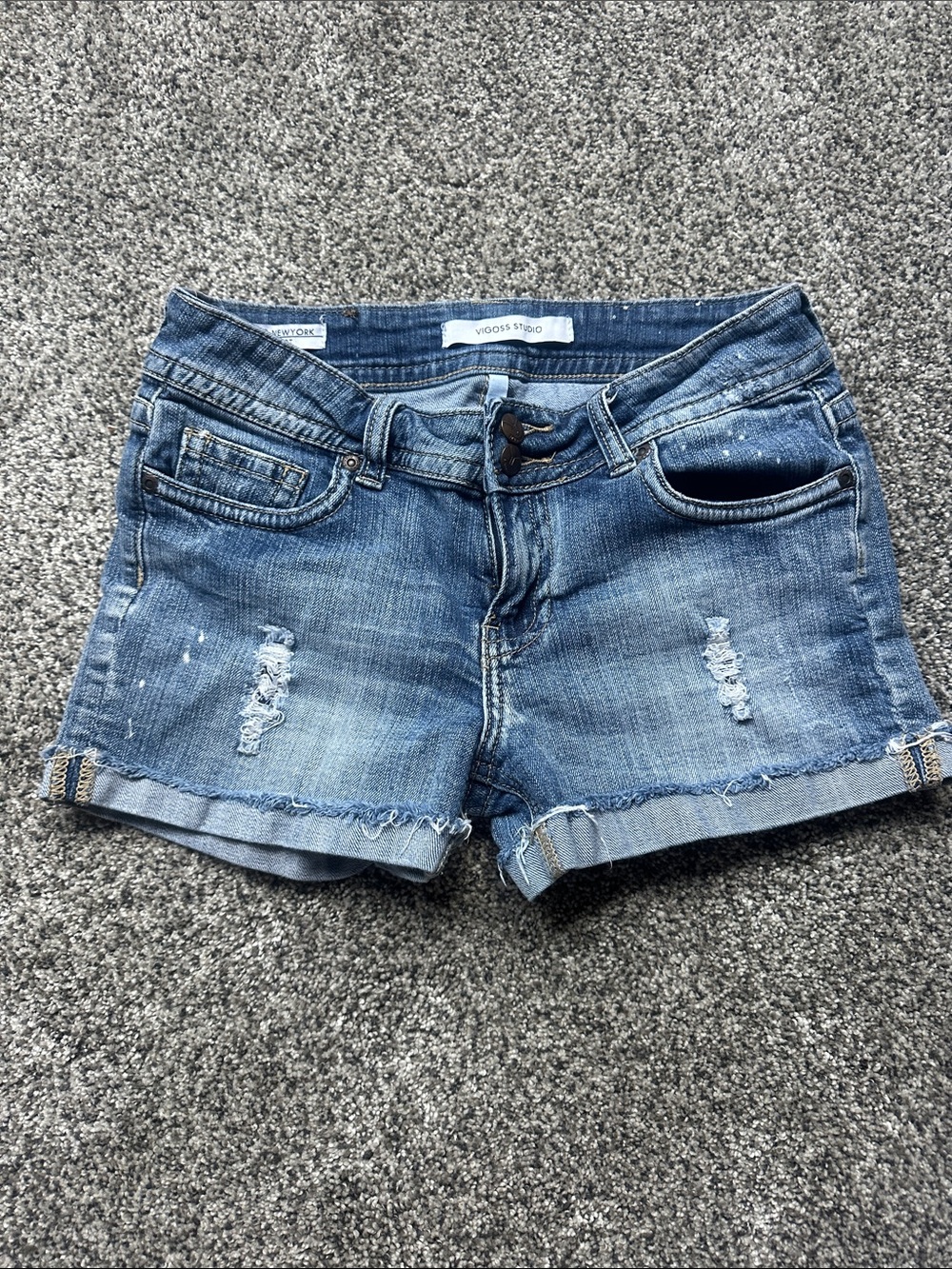 Vigoss Studio Women's Distressed Denim Shorts - Blue